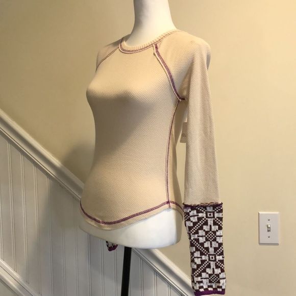 FREE PEOPLE In The Mix Oat Raspberry Reversible Thermal Sweater Knit Cuff XS NWT - Picture 11 of 13